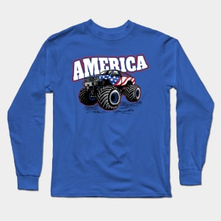 America: Stars and Stripes Monster Truck // Funny Merica 4th of July Long Sleeve T-Shirt